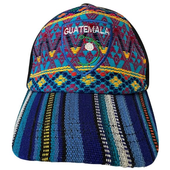 Aztec Style Pattern Hat Cap Guatemala Embroidered with Adjustable Strap - Picture 2 of 5